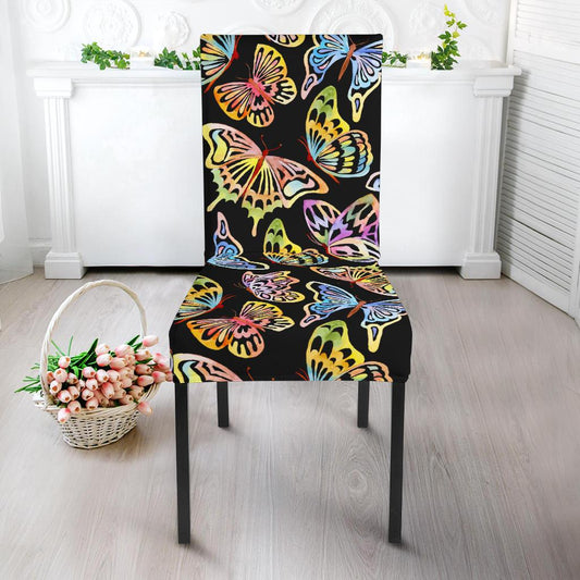Butterfly Water Color Rainbow Dining Chair Slipcover-JORJUNE.COM