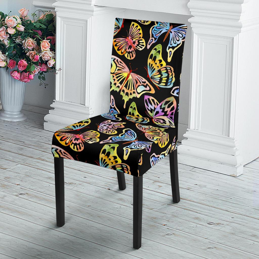 Butterfly Water Color Rainbow Dining Chair Slipcover-JORJUNE.COM