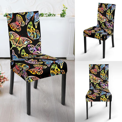 Butterfly Water Color Rainbow Dining Chair Slipcover-JORJUNE.COM