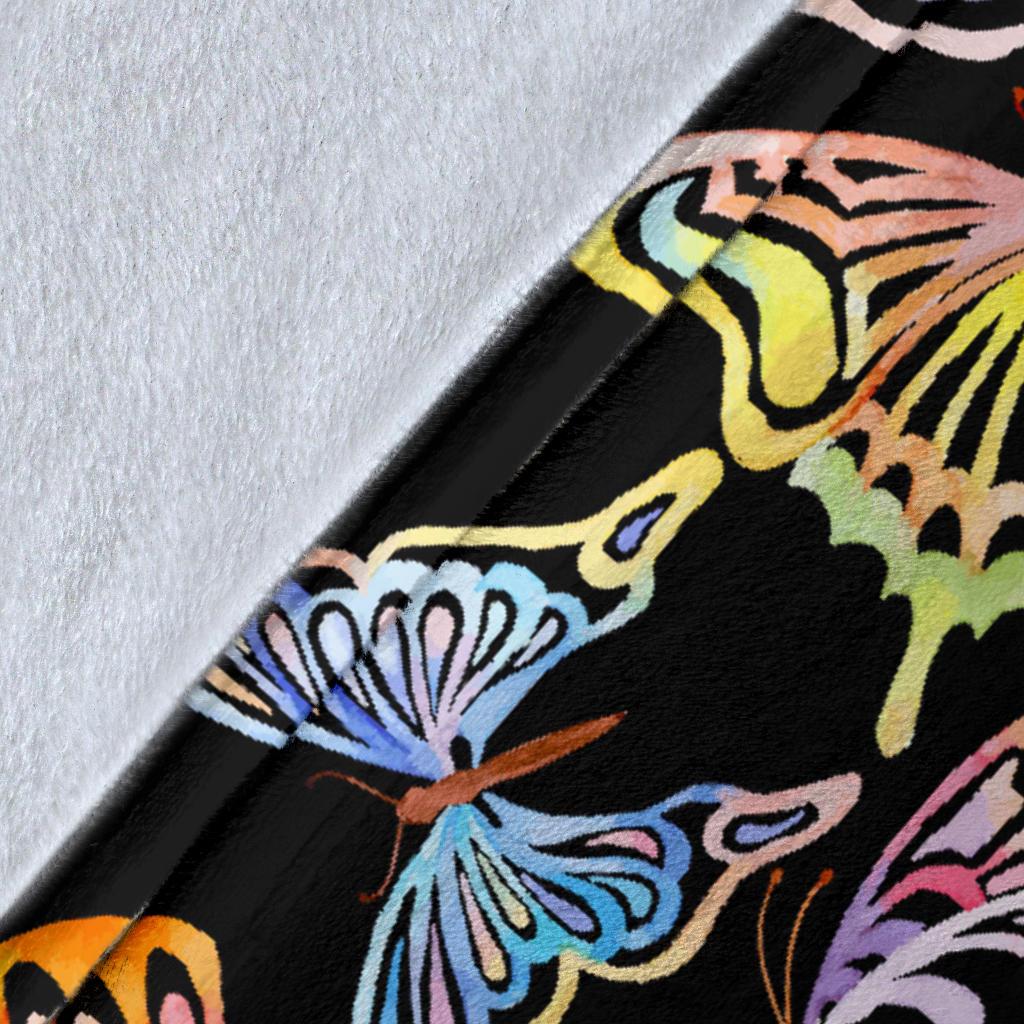 Butterfly Water Color Rainbow Fleece Blanket