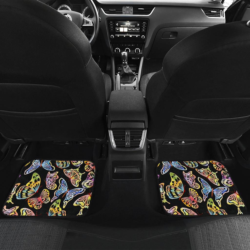Butterfly Water Color Rainbow Front and Back Car Floor Mats