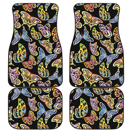 Butterfly Water Color Rainbow Front and Back Car Floor Mats