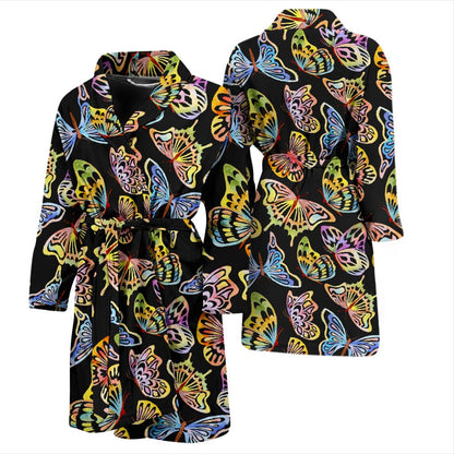 Butterfly Water Color Rainbow Men Bath Robe