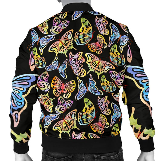 Butterfly Water Color Rainbow Men Casual Bomber Jacket