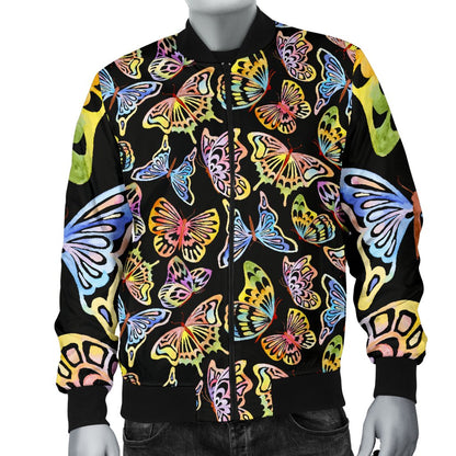 Butterfly Water Color Rainbow Men Casual Bomber Jacket