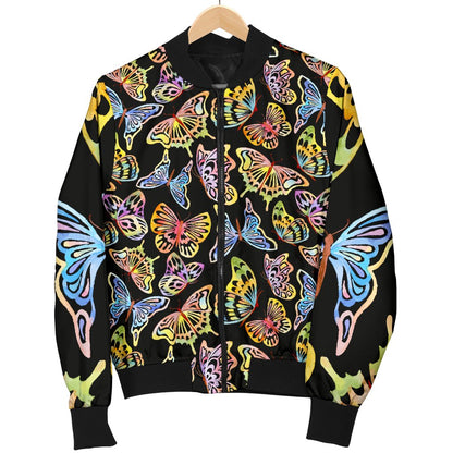 Butterfly Water Color Rainbow Men Casual Bomber Jacket