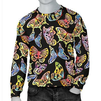 Butterfly Water Color Rainbow Men Crewneck Sweatshirt