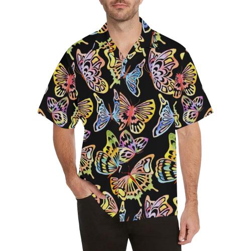 Butterfly Water Color Rainbow Men Hawaiian Shirt