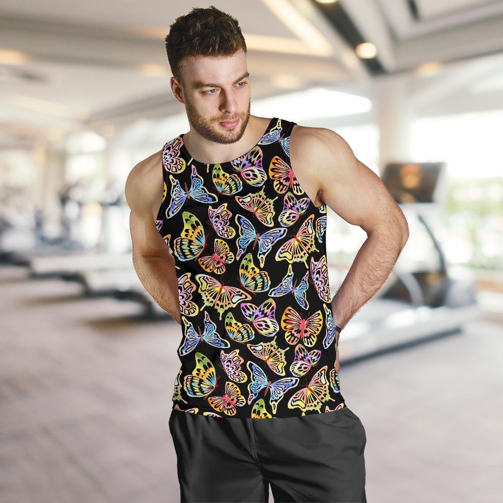 Butterfly Water Color Rainbow Men Tank Top