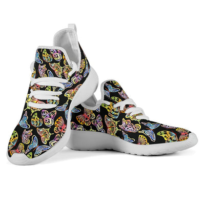 Butterfly Water Color Rainbow Mesh Knit Sneakers Shoes