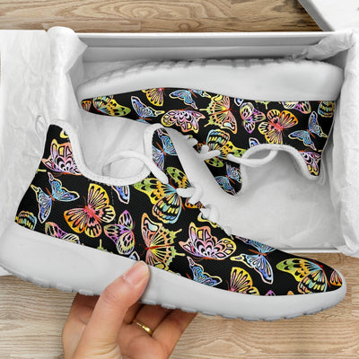 Butterfly Water Color Rainbow Mesh Knit Sneakers Shoes