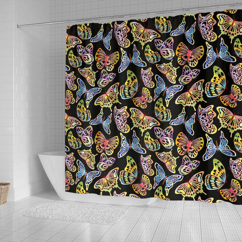 Butterfly Water Color Rainbow Shower Curtain