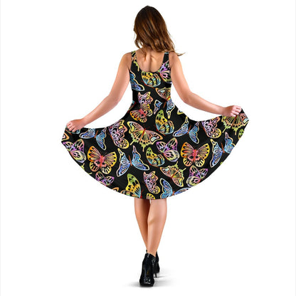 Butterfly Water Color Rainbow Sleeveless Mini Dress