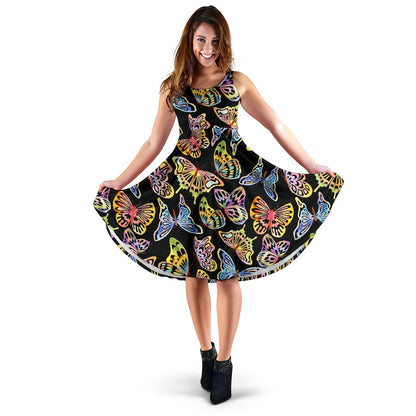 Butterfly Water Color Rainbow Sleeveless Mini Dress