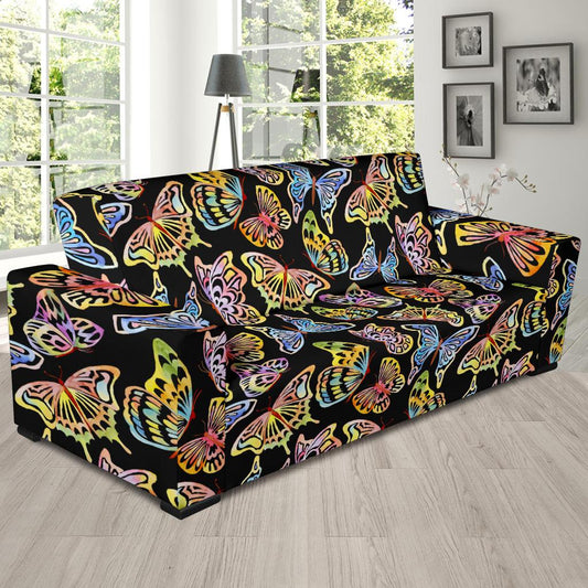 Butterfly Water Color Rainbow Sofa Slipcover-JORJUNE.COM