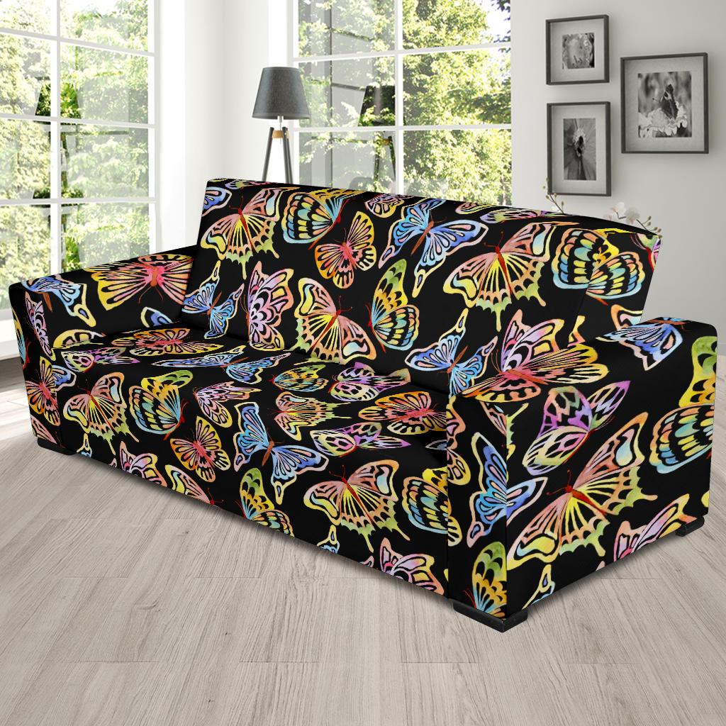 Butterfly Water Color Rainbow Sofa Slipcover-JORJUNE.COM