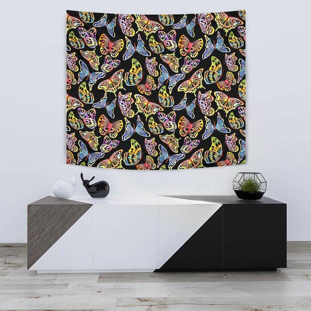 Butterfly Water Color Rainbow Tapestry