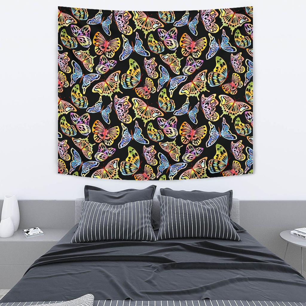 Butterfly Water Color Rainbow Tapestry