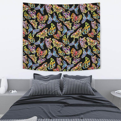 Butterfly Water Color Rainbow Tapestry