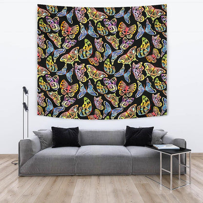 Butterfly Water Color Rainbow Tapestry