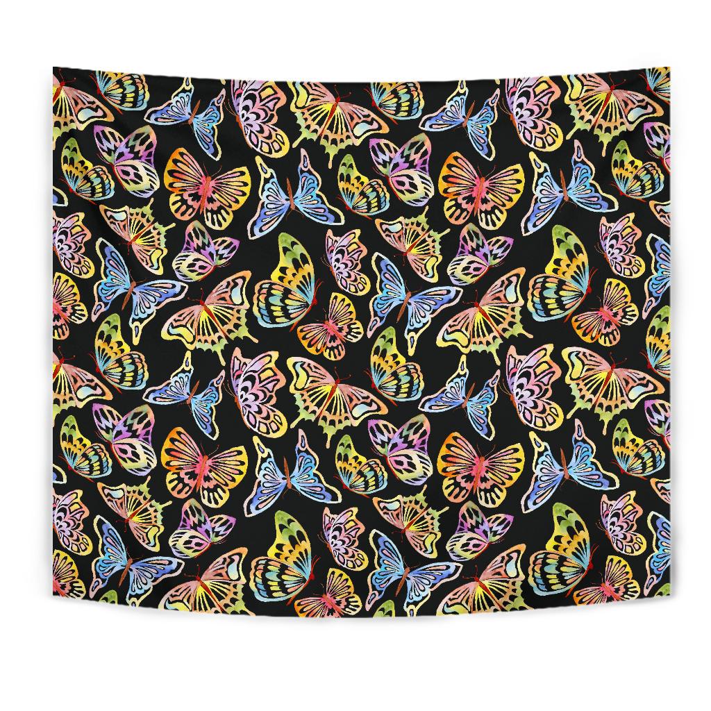 Butterfly Water Color Rainbow Tapestry