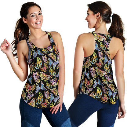 Butterfly Water Color Rainbow Women Racerback Tank Top