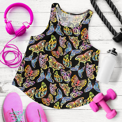 Butterfly Water Color Rainbow Women Racerback Tank Top