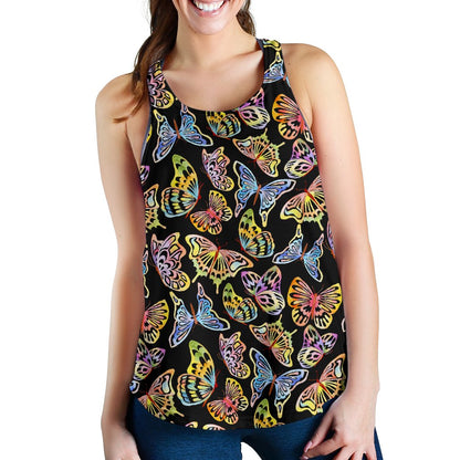 Butterfly Water Color Rainbow Women Racerback Tank Top