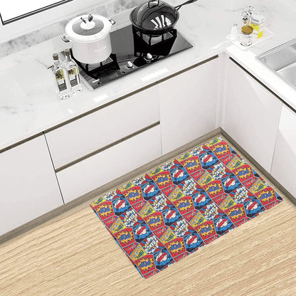 Comic Book Pattern Print Design 03 Kitchen Mat
