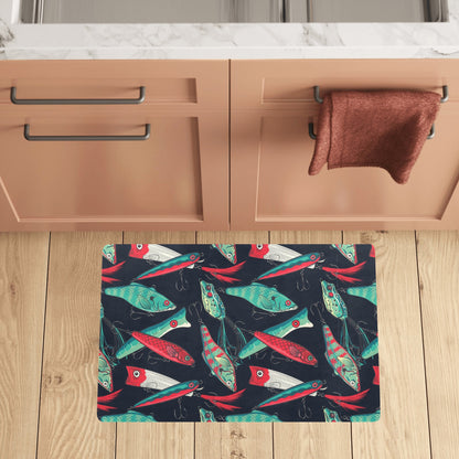 Fishing Bait Pattern Kitchen Mat