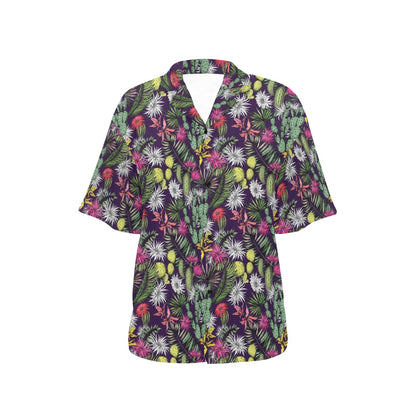 Cactus Pattern Print Design 08 Women's Hawaiian Shirt