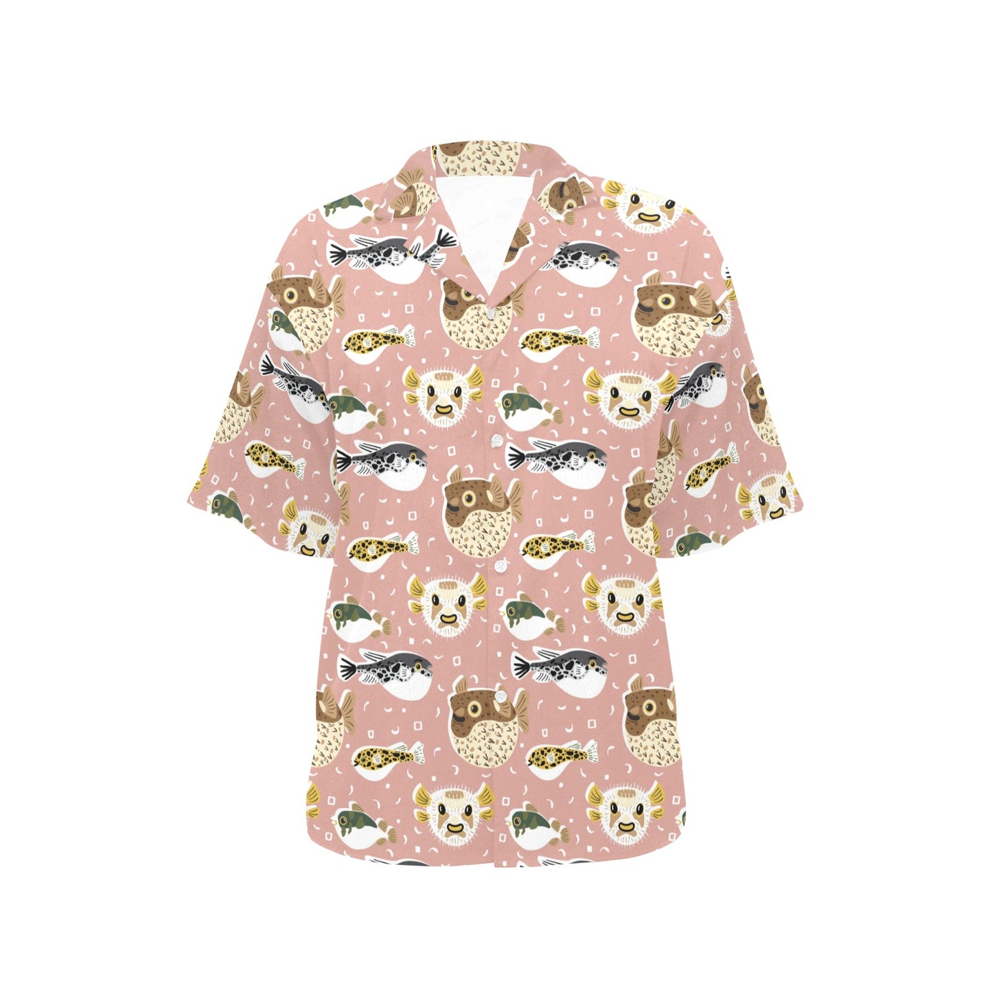 Fugu Cute Pattern Print Design 01 Women's Hawaiian Shirt