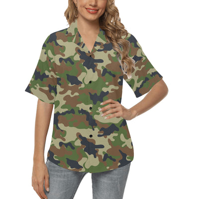 Army Camouflage Pattern Print Design 01 Women's Hawaiian Shirt