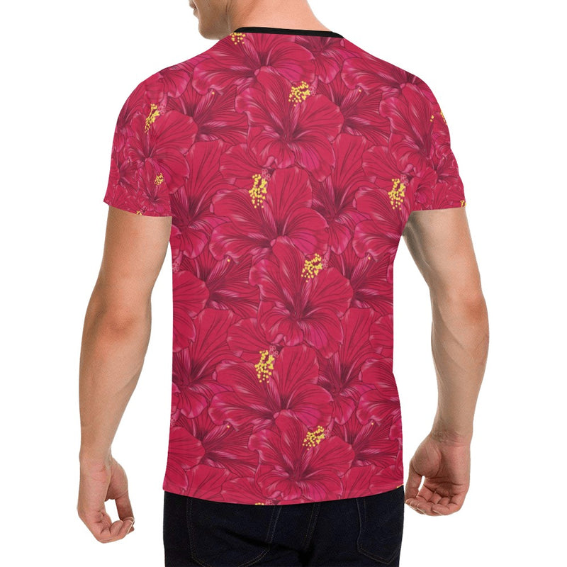 Hibiscus Red Pattern Print LKS308 Men's All Over Print T-shirt