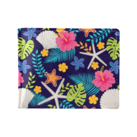 Beach Seashell Floral Theme Men's ID Card Wallet