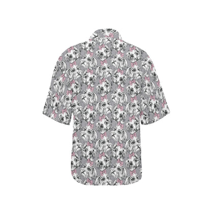 Maltese Pattern Print Design 01 Women's Hawaiian Shirt