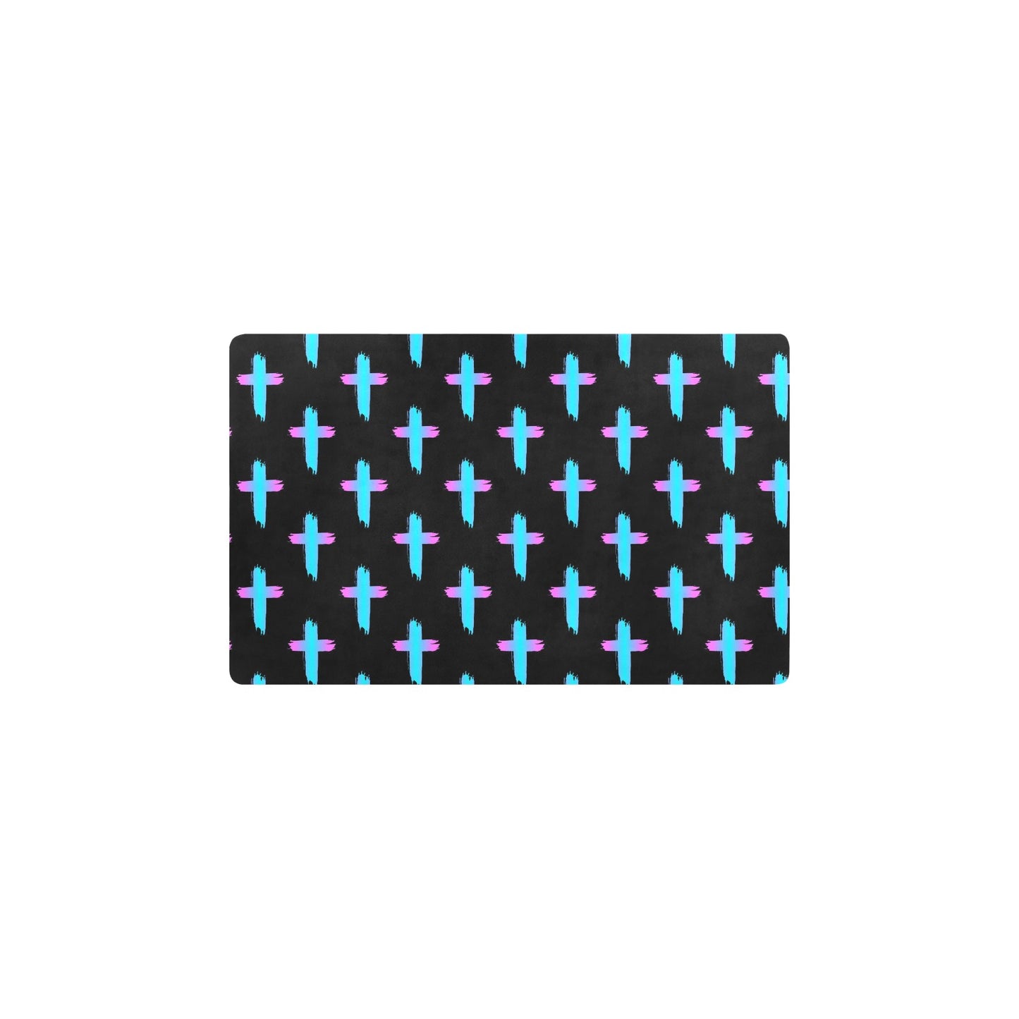 Christian Cross neon Pattern Kitchen Mat