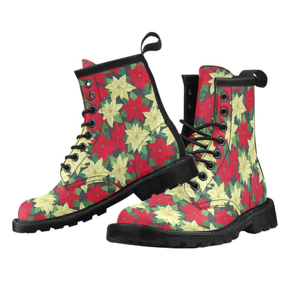 Poinsettia Pattern Print Design POT06 Women's Boots