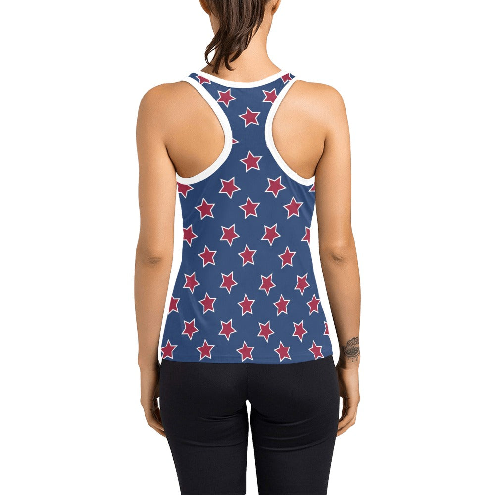 Star Red Blue Print Design LKS301 Women's Racerback Tank Top