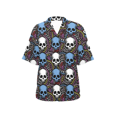 Skull Print Design LKS305 Women's Hawaiian Shirt