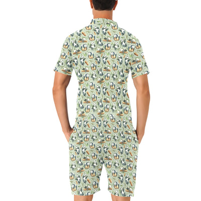 Panda Bear Design Bamboo Print Men's Romper