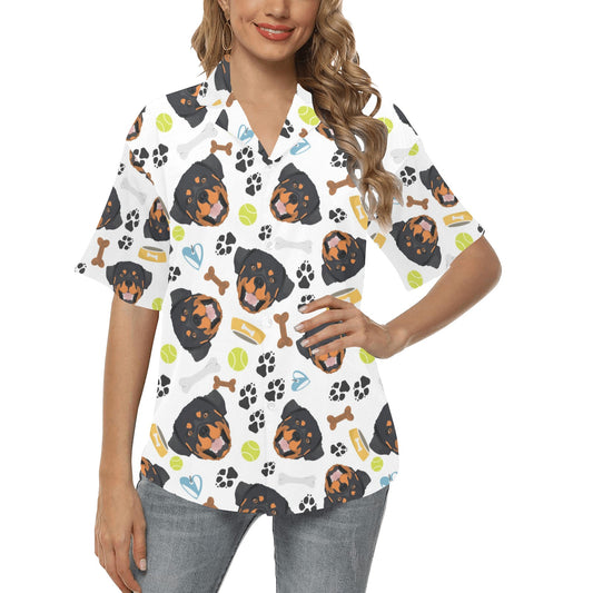 Rottweiler Pattern Print Design A04 Women's Hawaiian Shirt