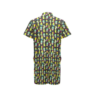 Cactus Neon Style Print Pattern Men's Romper