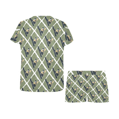Snowboard Man Print Design LKS302 Women's Short Pajama Set