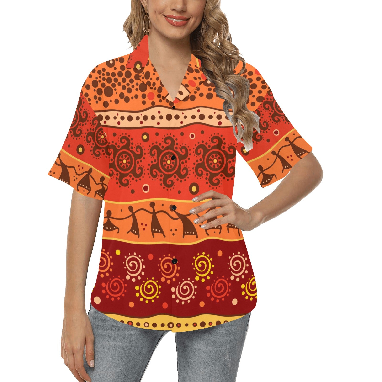 African Pattern Print Design 04 Women's Hawaiian Shirt