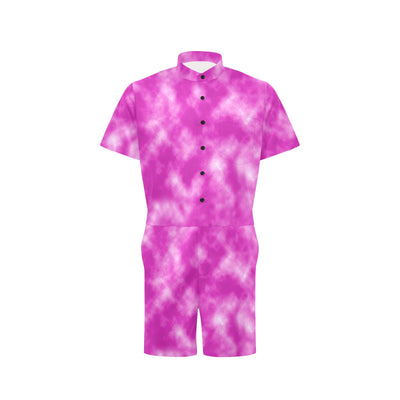 Tie Dye Pink Design Print Men's Romper