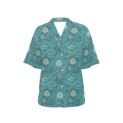 Lotus Pattern Print Design 01 Women's Hawaiian Shirt