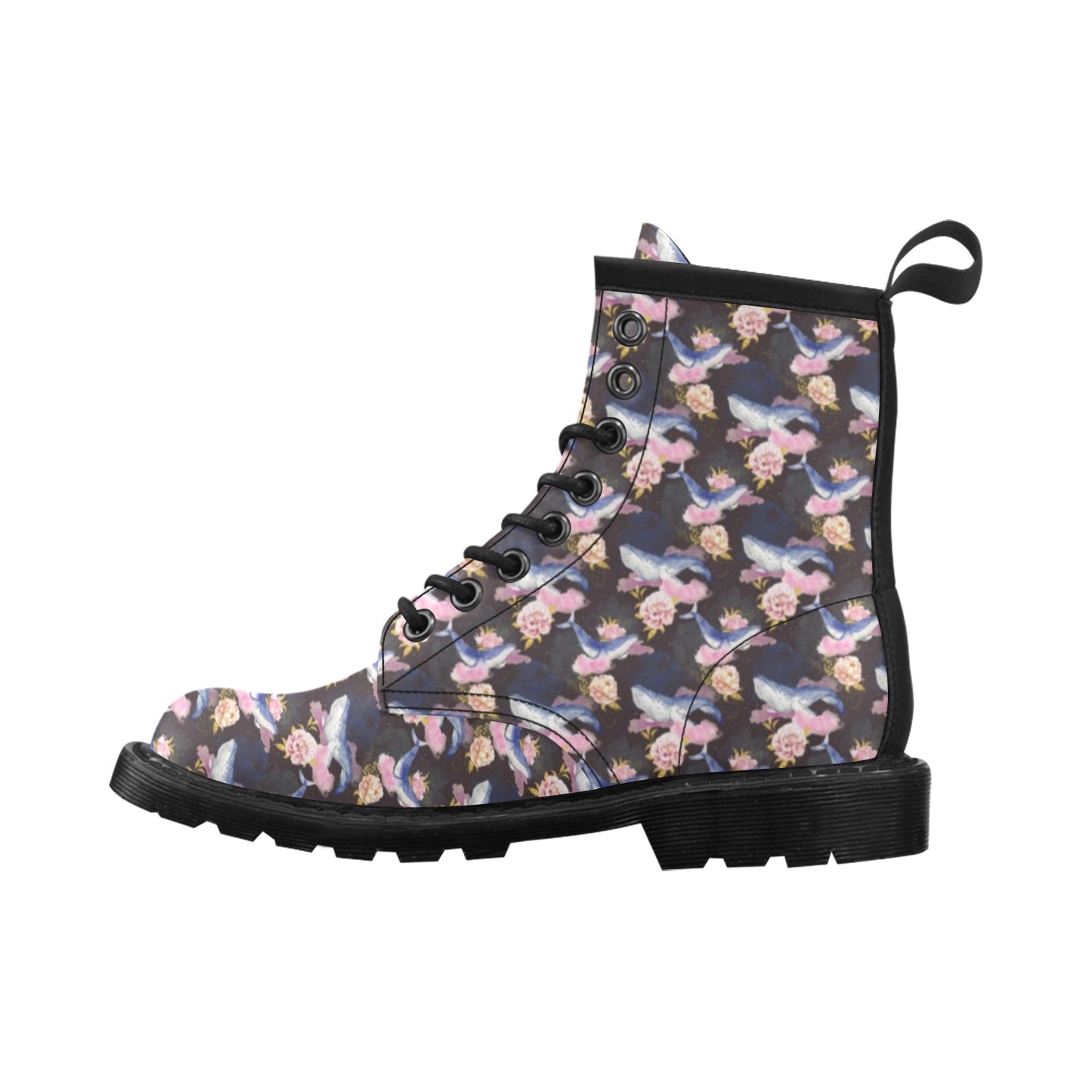 Blue Whale Print Design LKS401 Women's Boots