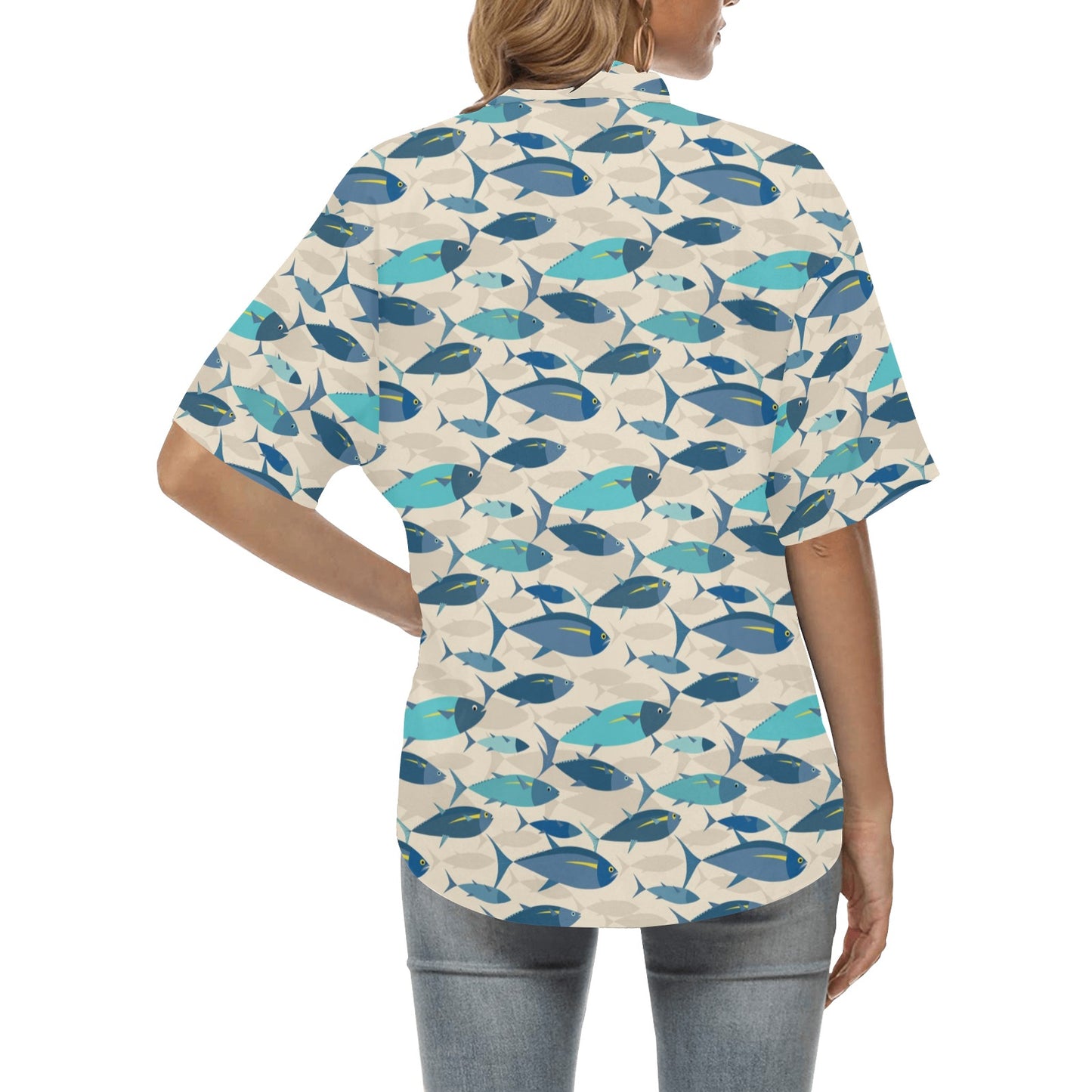 Tuna Fish Print Design LKS302 Women's Hawaiian Shirt