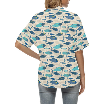 Tuna Fish Print Design LKS302 Women's Hawaiian Shirt